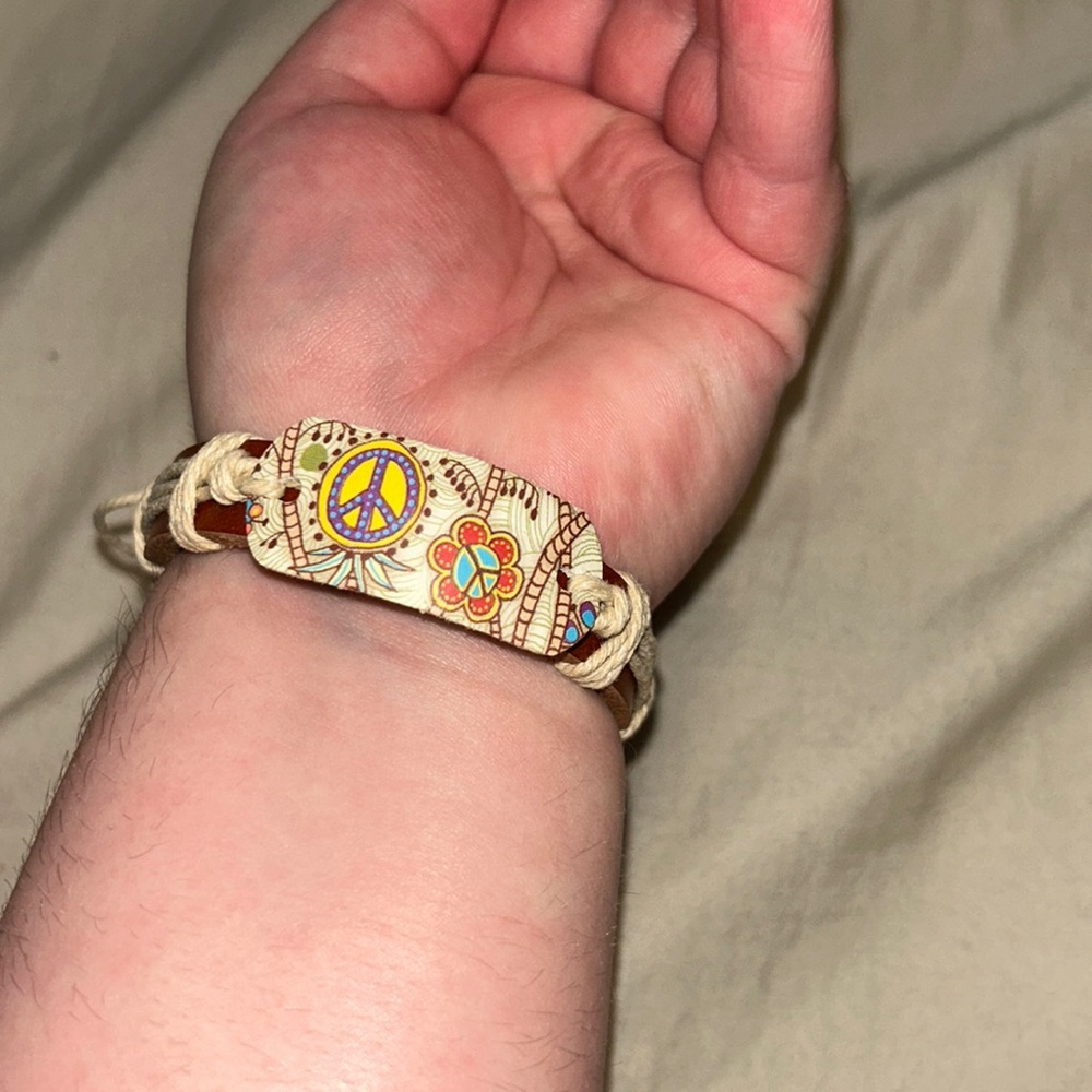 Peace sign sturdy woven bracelet
